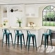preview thumbnail 17 of 30, Metal Bar Stools Set of 4,Bar Stool with Low Back for Indoor/Outdoor Barstools Teal - Bar Height