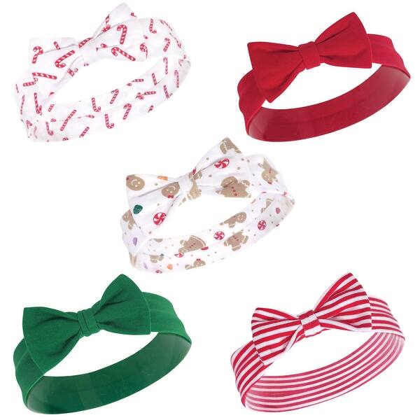 slide 1 of 1, Hudson Baby Infant Girl Cotton Headbands 5pk, Sugar Spice, 0-24 Months - Sugar Spice Sugar Spice - 0-24 Months