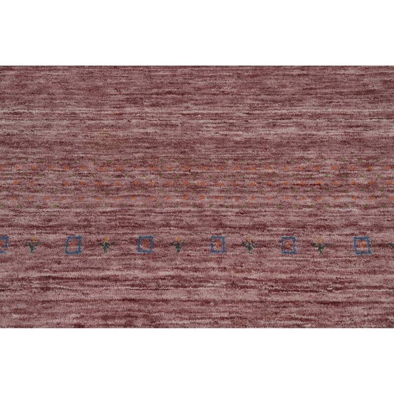Hand Knotted Oriental 100% Wool Carpet Tribal Tribal Pink Gabbeh Area Rug - 9' 7'' X 7' 9''
