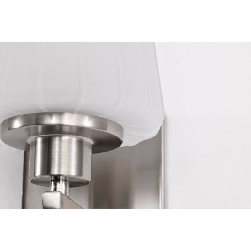 Lune 1 Light Vanity Brushed Nickel Finish Etched White Glass - Brushed Nickel