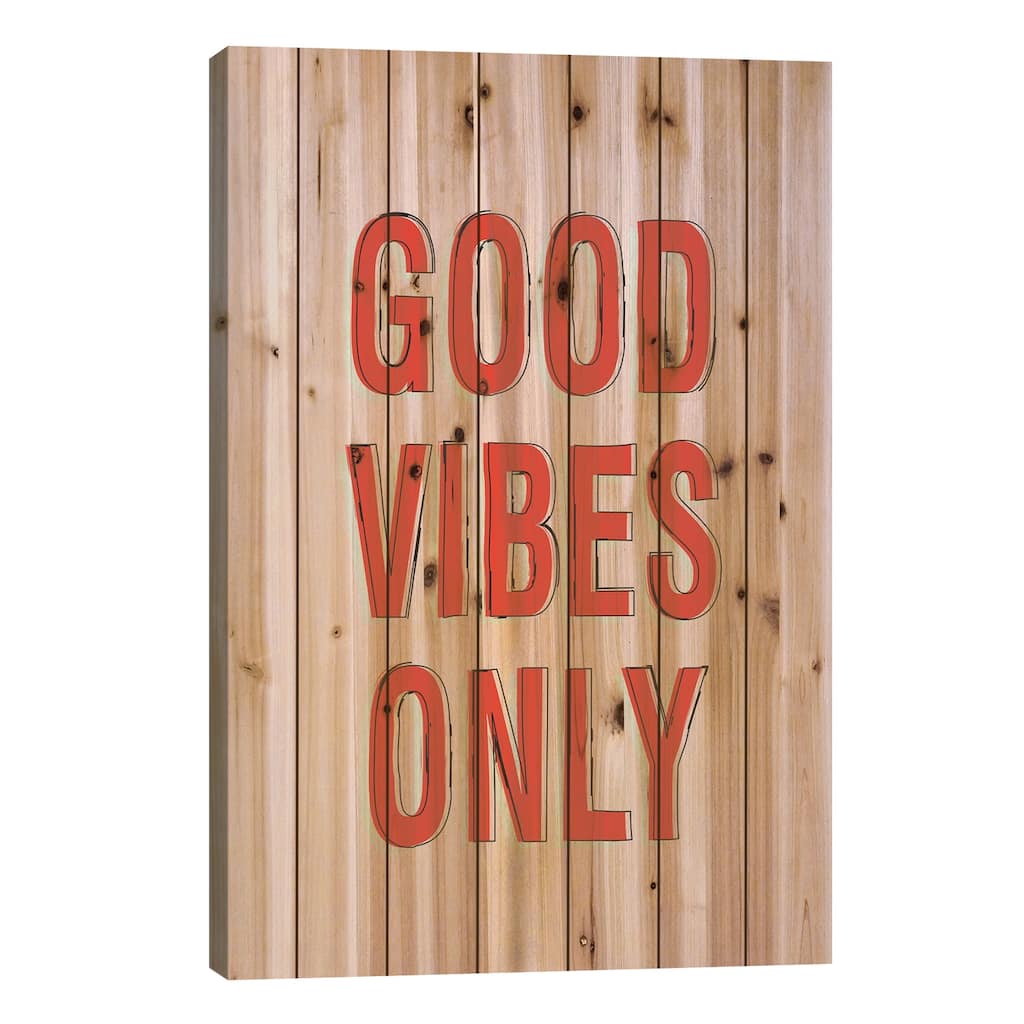 Good Vibes Only Print On Wood by Honeymoon Hotel - Multi-Color
