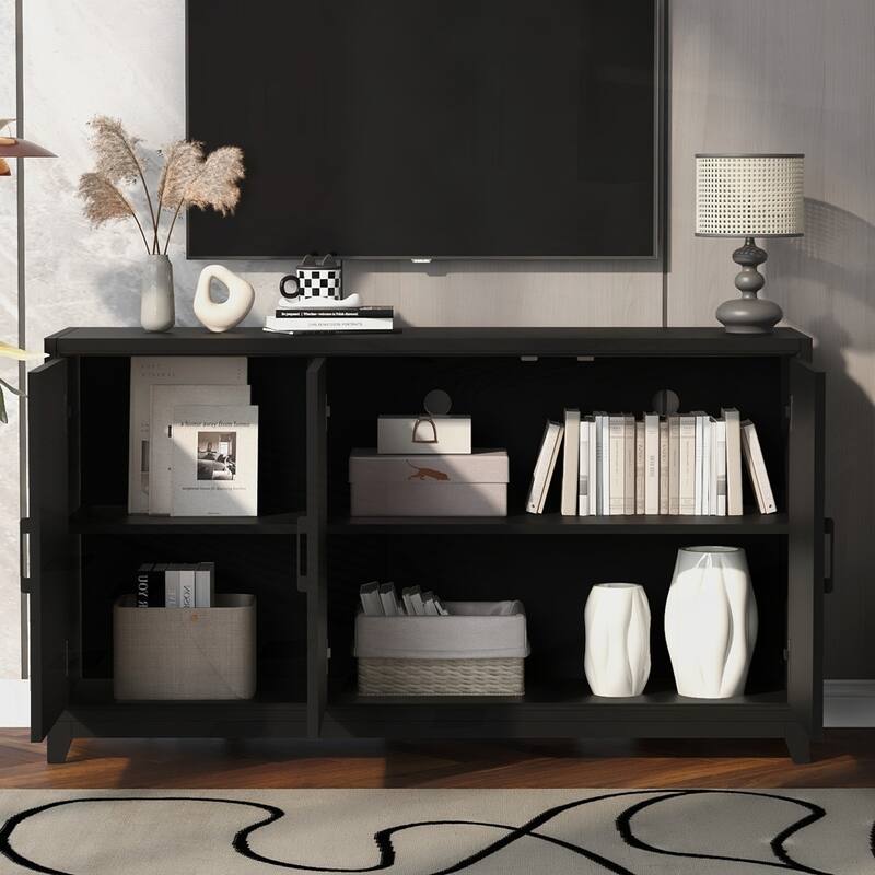 Entertainment Center Media Console Cabinet with 2 Spacious Storage Space