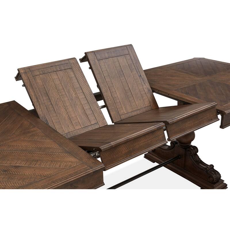 Magnussen Home Durango Willadeene Brown Extendable Trestle Dining Table - 41''W x 81''D x 30.5''H