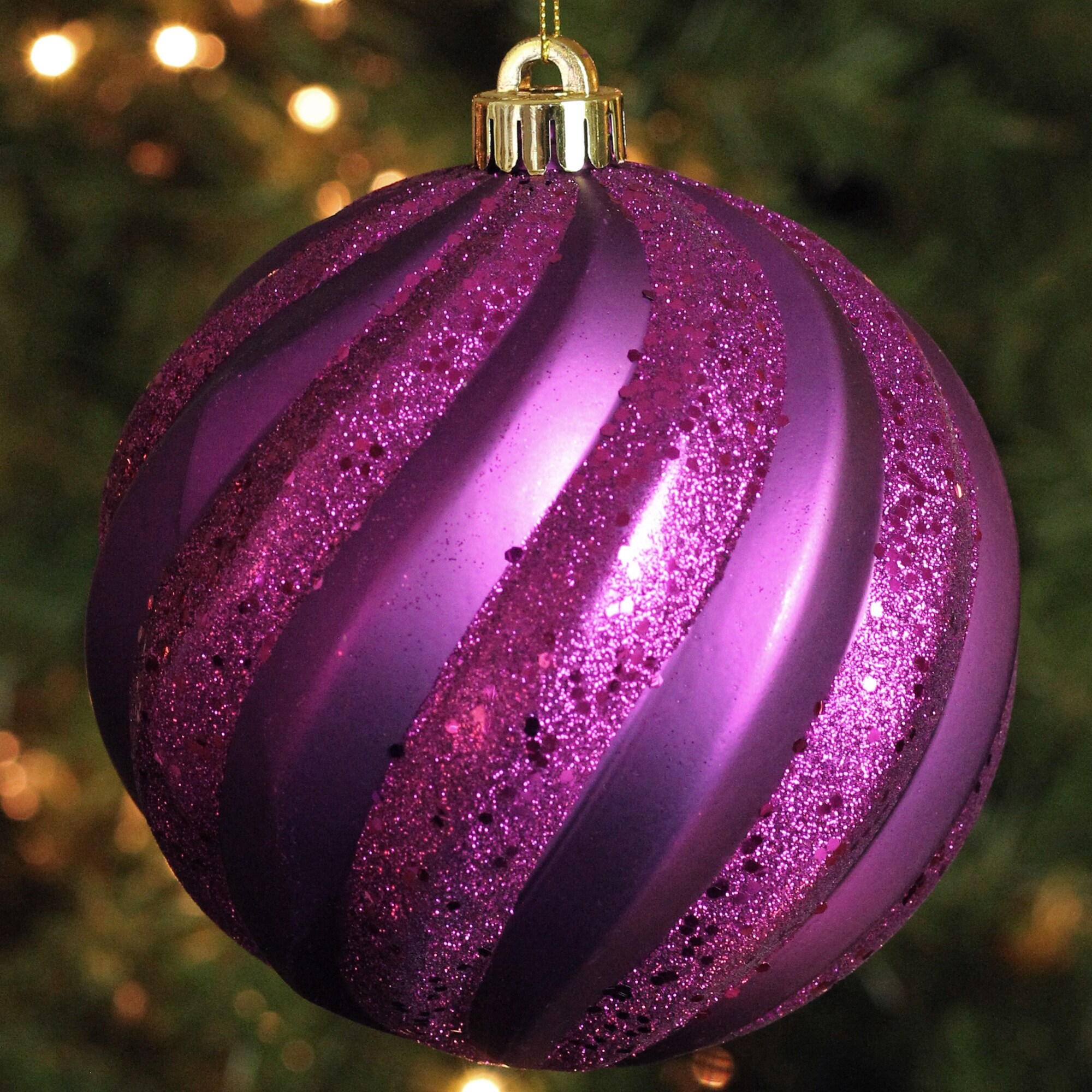 Shop Plum Purple Glitter Swirl Shatterproof Christmas Ball