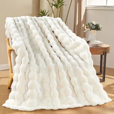 Home Soft Things Bubble Textured FauxFur Throw Cozy Soft Blankets