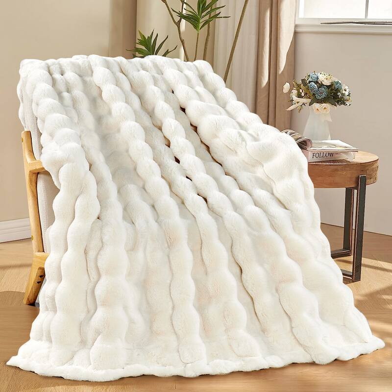 Home Soft Things Super Soft Fluffy Textured FauxFur Throw Blanket