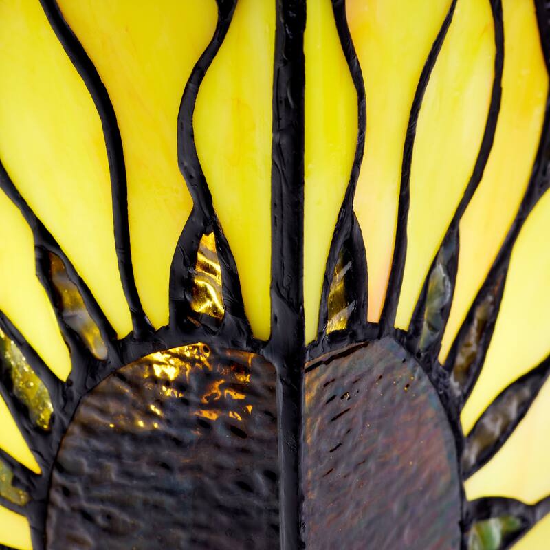 Sunny River of Goods Bronze Polyresin and Glass Rectangle Shade 9.75-Inch Accent Lamp - 5.5" x 5.5" x 9.75"