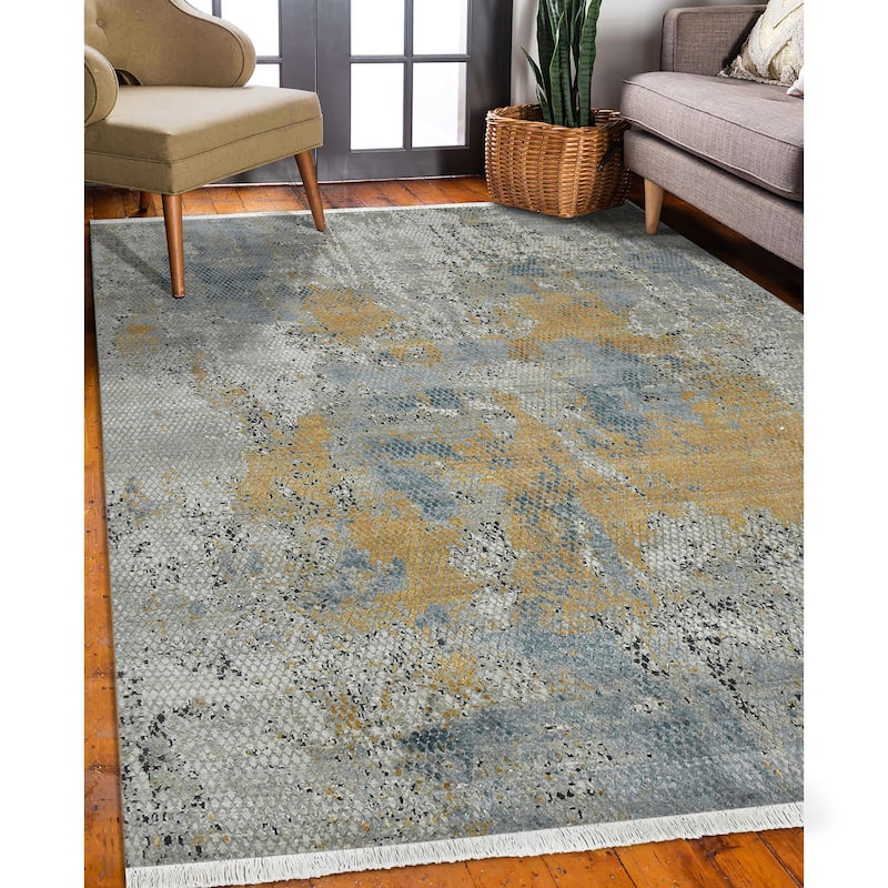 Majestic Hapley Modern & Contemporary Abstract Hand-Knotted Area Rug - 2' x 3'