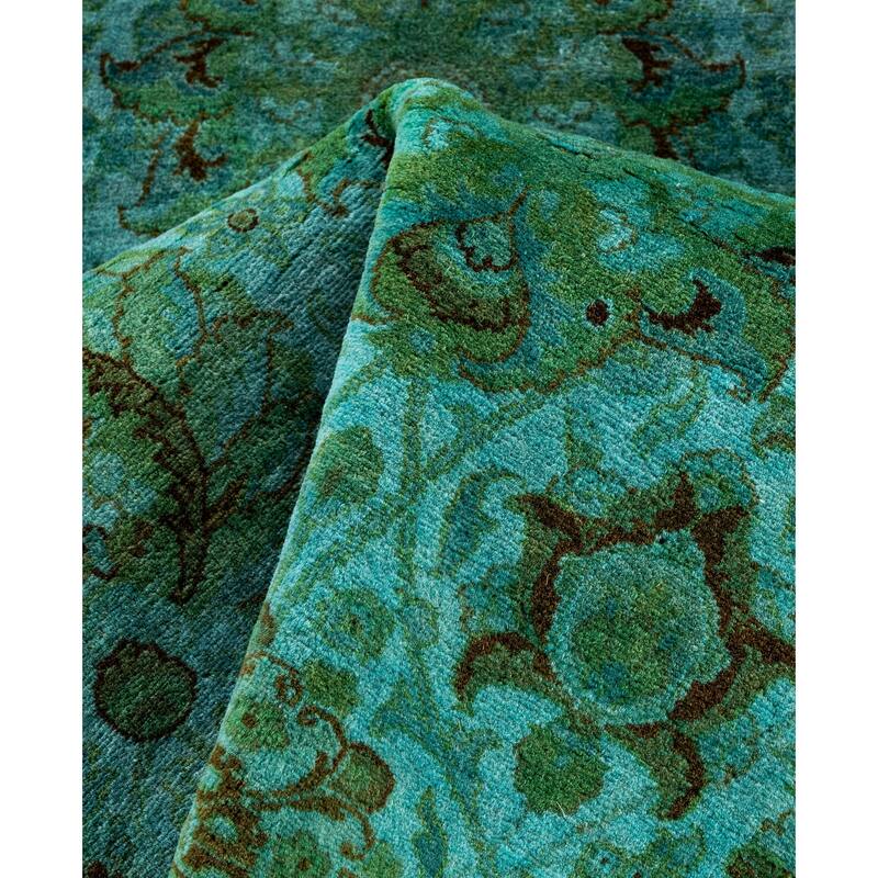 Overdyed One-of-a-Kind Hand-Knotted Area Rug - Green - 7' 1" x 7' 1"