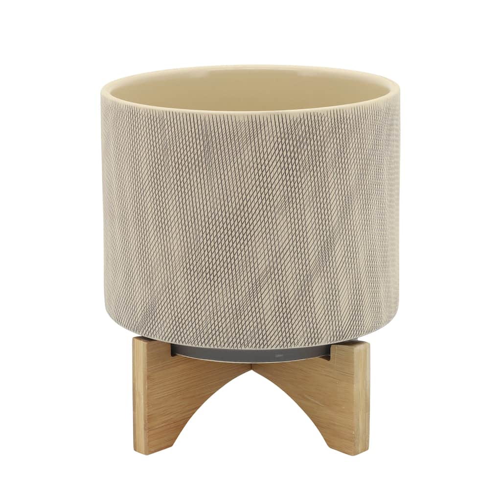 8" Mesh Planter with Stand, Tan 9.0"H - 8.0" x 8.0" x 9.0"