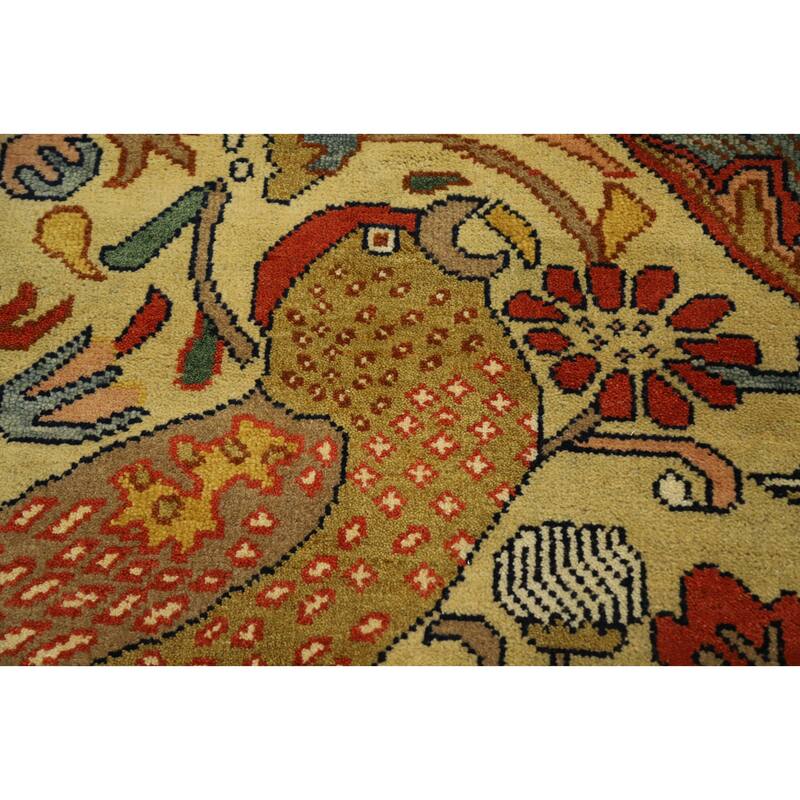Hand Knotted Oriental 100% Wool Carpet Traditional All-Over Yellow & Gold Ziegler Area Rug - 9' 11'' X 8' 0''