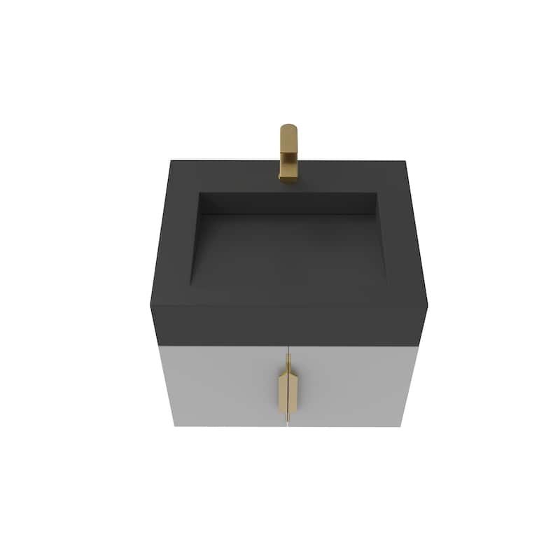 Nile 24-Inch Wall Mounted Bathroom Vanity Set w/ Black Top