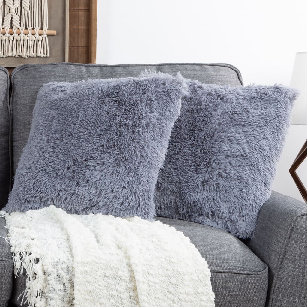Hastings Home Faux Fur Shag Pillows, Set of 2