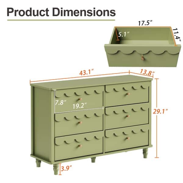 dimension image slide 2 of 7, Whimsical Cloud Dresser with 6 Drawers Cute Kids Bedroom Storage