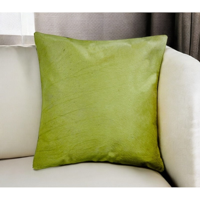 18" Lime Green Cowhide Throw Pillow - Lime Green