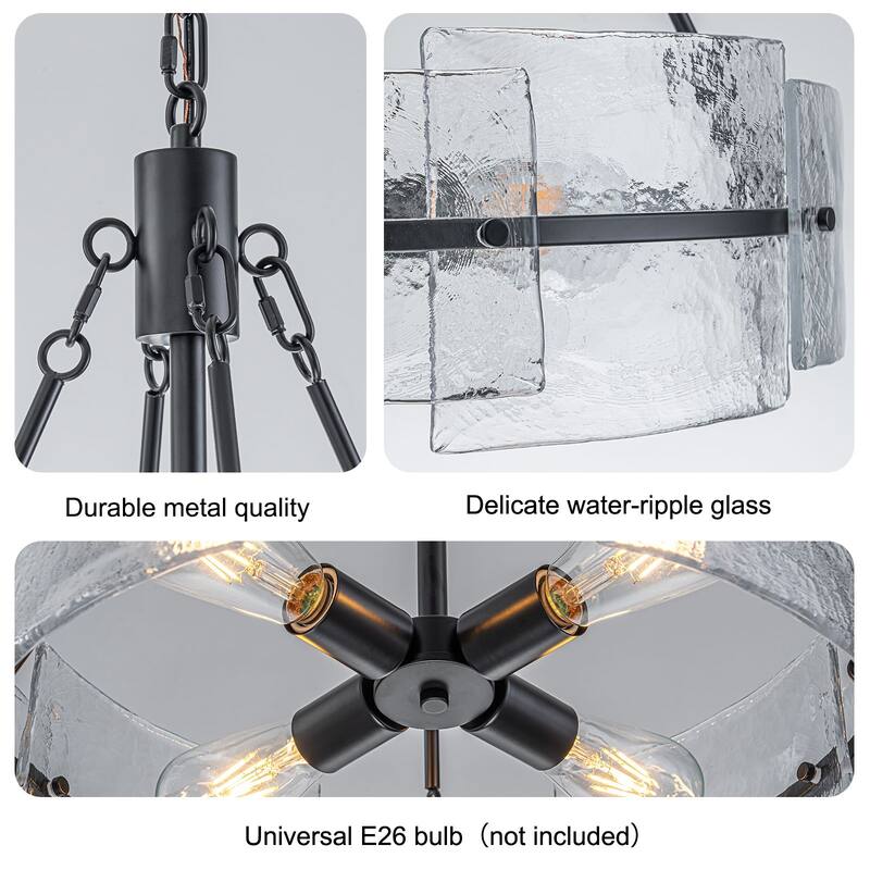 Dimmable Large Drum Glass Chandelier for Dining Room High Ceiling Living Room