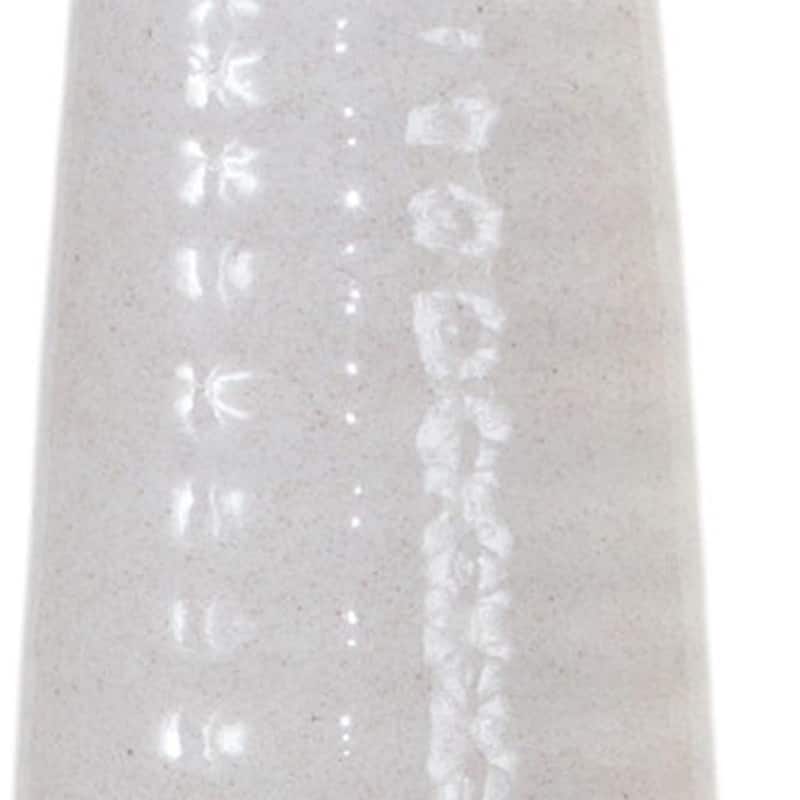 20" White And Sand Stoneware Tapered Cylinder Floor Vase - 4.50