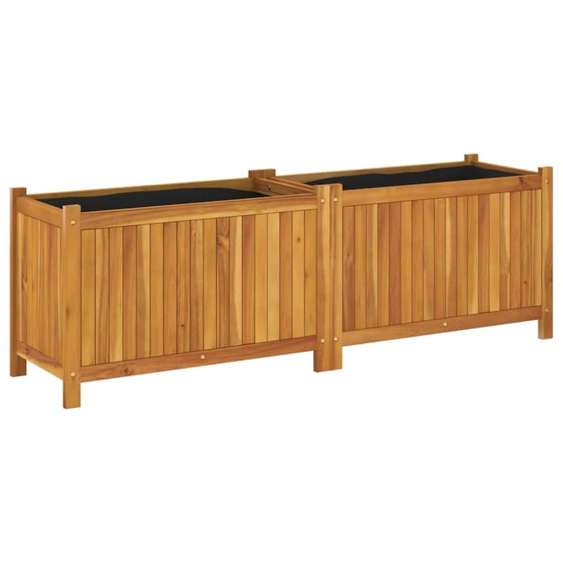 vidaXL Garden Planter with Liner Outdoor Flower Pot Box Solid Wood Acacia