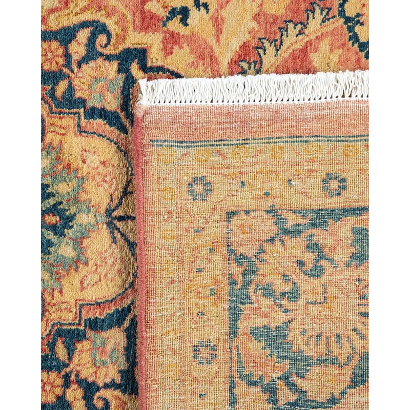 Overton Handknotted Wool Traditional Oriental Purple Area Rug - 6' x 9'