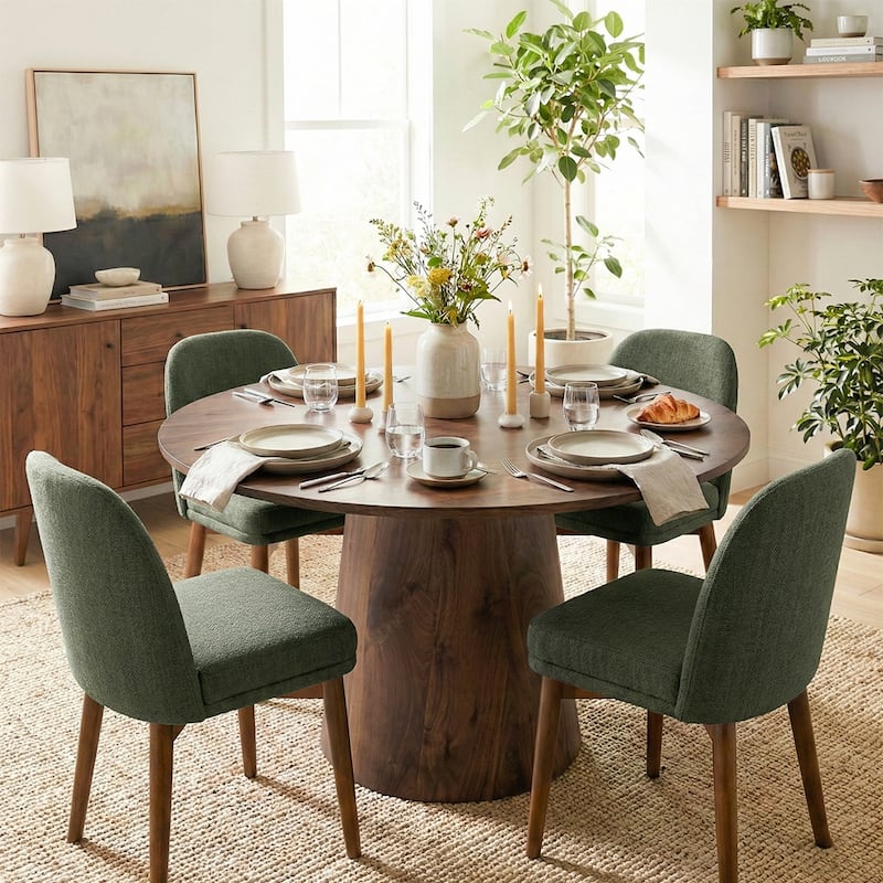 Modern Parsons Dining Chairs with Solid Wood Legs