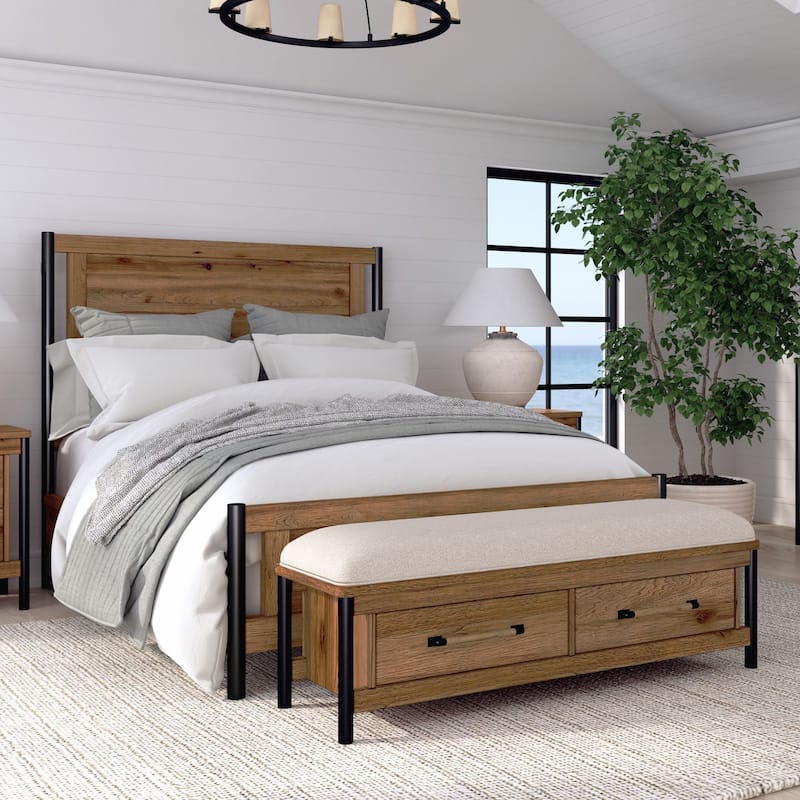 Norcross Wood Panel Bed, Hickory, Queen