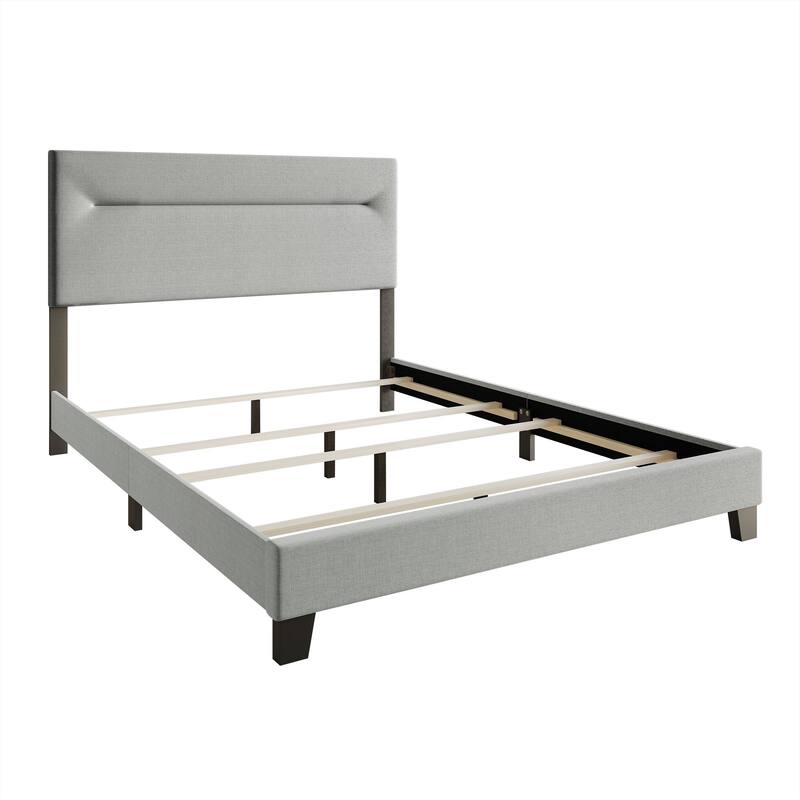 CraftPorch 4-pieces Contemporary Grey Bed with Brown Furniture Bedroom Set