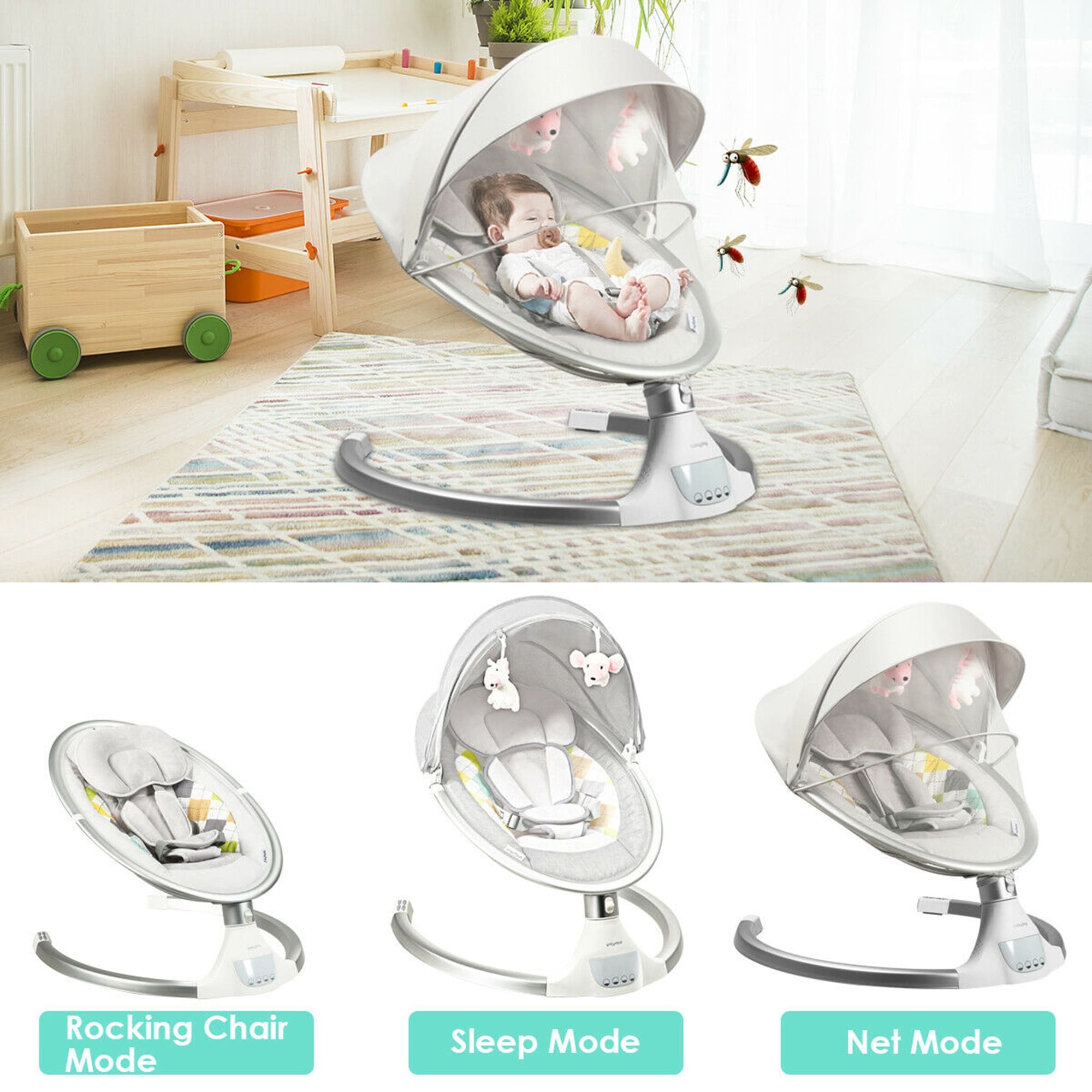 Newborn Gift Multi-function Music Electric Swing Chair Infant Baby Roc –  Oooobaby