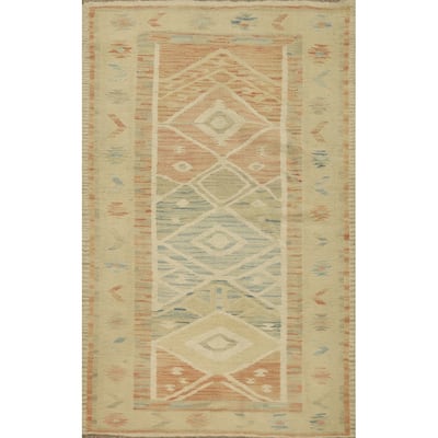 Hand Woven Oriental 100% Wool Carpet Southwestern Tribal Multi-Colored Kilim Area Rug - 4' 9'' X 3' 3''