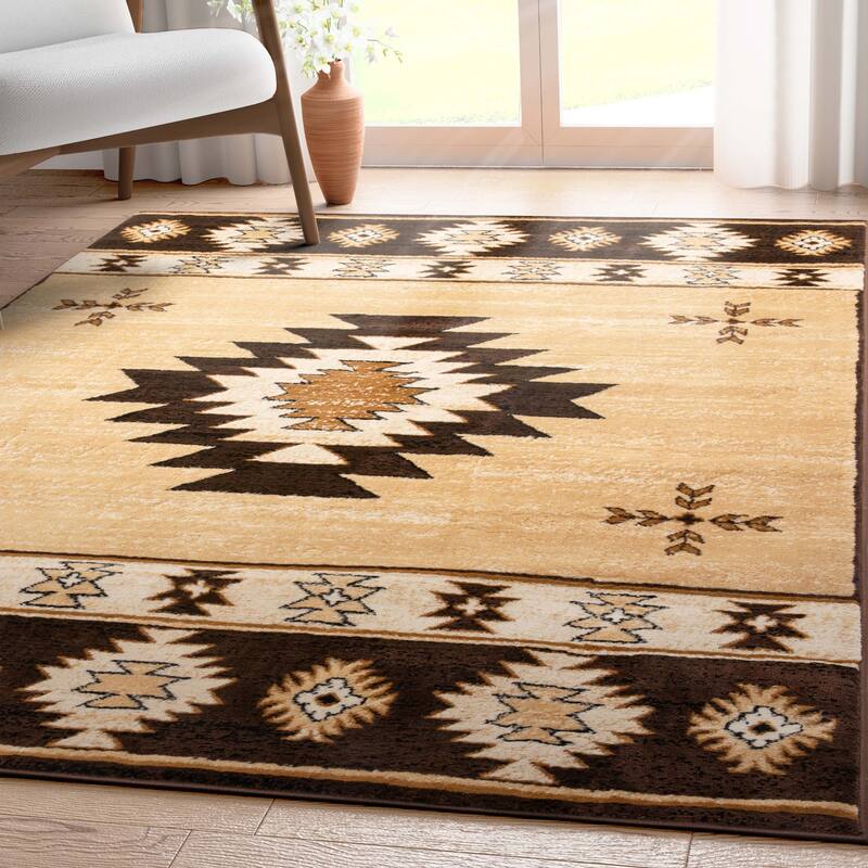 Well Woven Dulcet Rodrigo Southwestern Medallion Area Rug - 5' 3" x 7' 3" - Brown