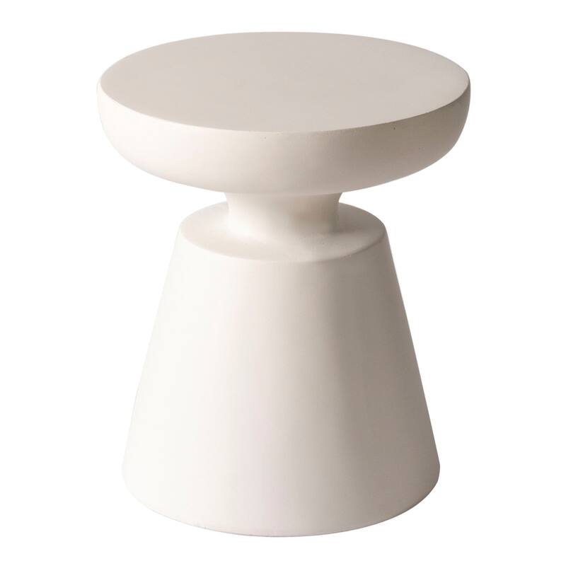 Isle Modern Round Side Table in Fiberstone for Indoor and Patio Outdoor End Table with Pedestal Base