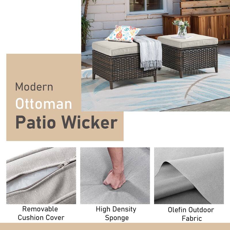 Outdoor 3-Piece Wicker Sofa Set with Ottoman