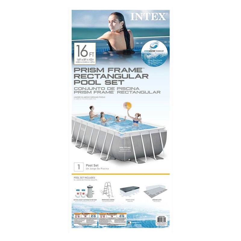 Intex 16' x 42" Prism Frame Rectangular Above Ground Swimming Pool Set w/ Canopy - 184.24