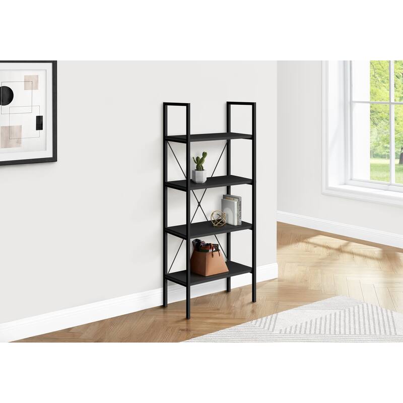 Modern 4 Tier Bookshelf, Contemporary 48"H Metal Frame Bookcase, for Living room Office, Bedroom