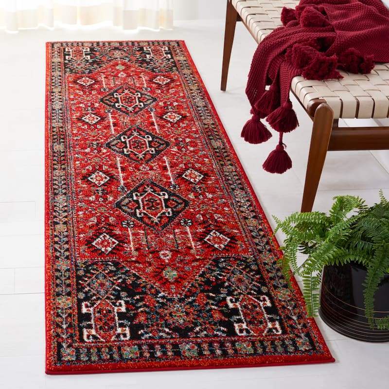 SAFAVIEH Vintage Hamadan Masuma Rug - 2'3" x 8' Runner - Red/Black