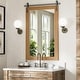 preview thumbnail 1 of 8, Farmhouse Barn Door Bathroom Vanity Wall Mirror with Solid Wood Frame 24W * 36H Inches - Warm Brown