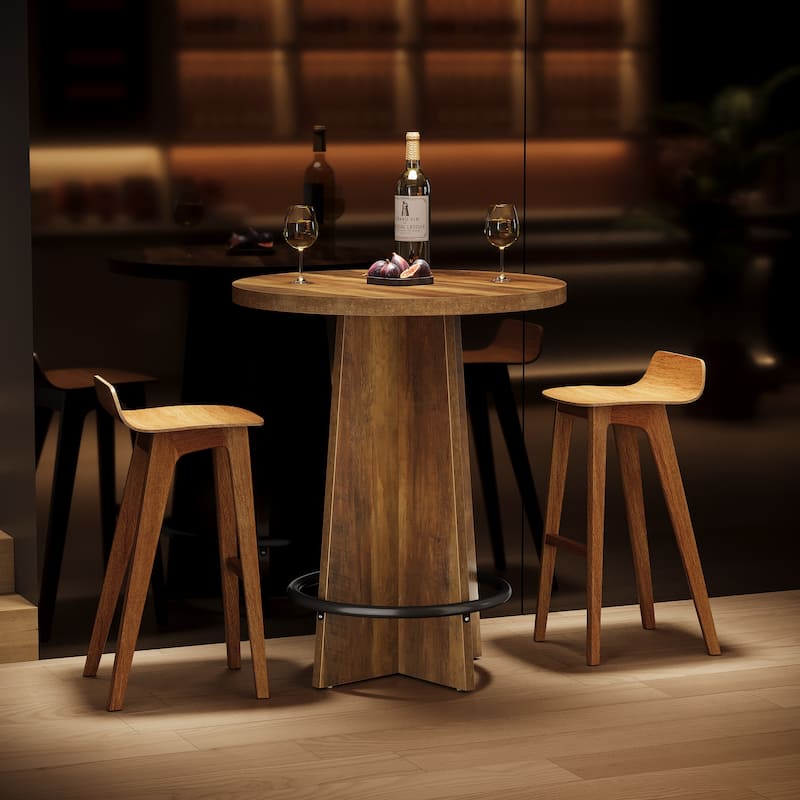 Round Bar Table with Pedestal Base, 37.4'' Tall Bistro Pub Table
