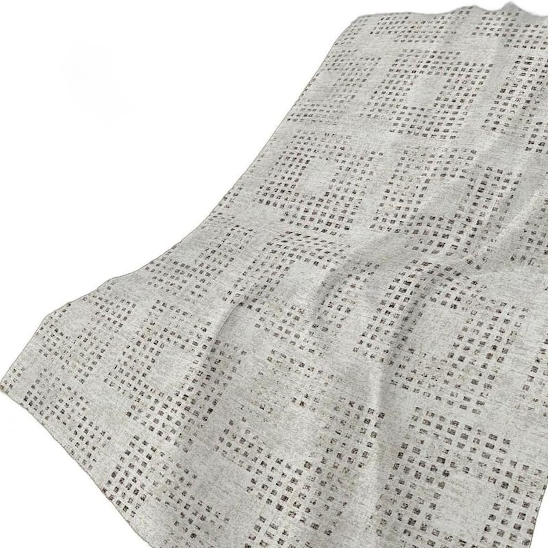 HomeRoots 50" X 70" Beige And Charcoal Geometric Polyester Woven Plush Throw Blanket