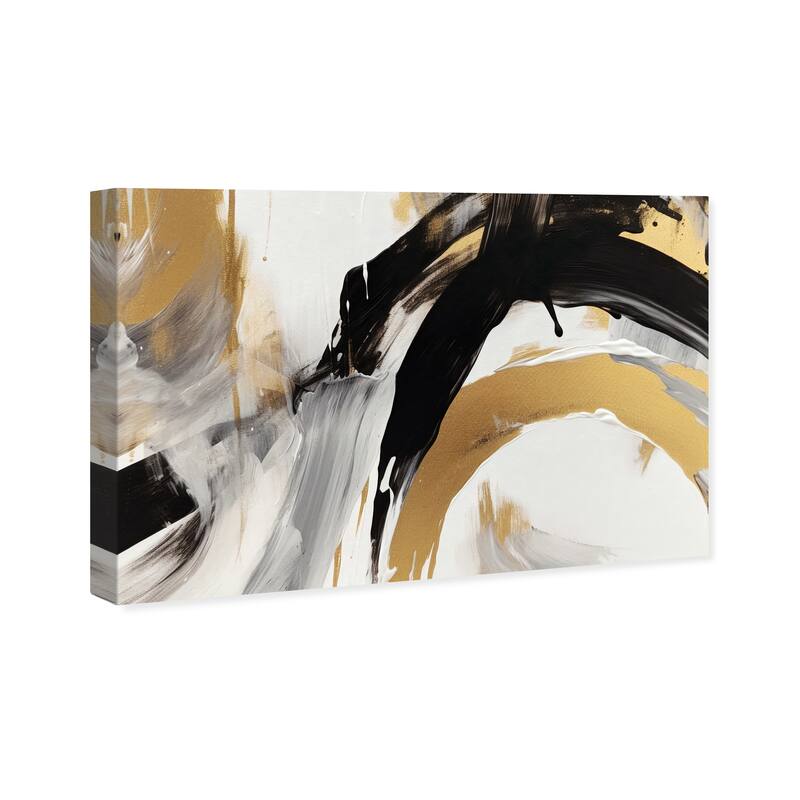 Wynwood Studio Abstract Golden Cascade Gold and Modern & Contemporary Wall Art Canvas Print