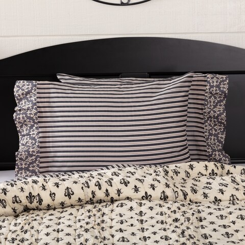 Black Farmhouse Bedding VHC Elysee Pillow Case Set of 2 Cotton Striped