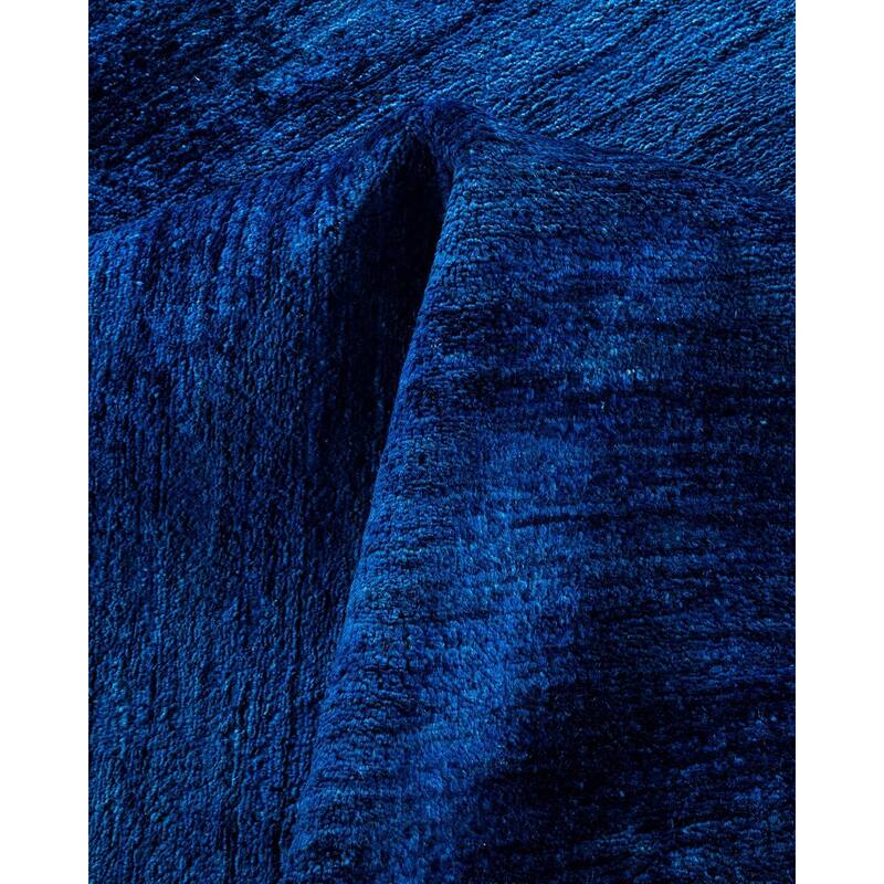 Overton Hand Knotted Wool Vintage Inspired Modern Contemporary Overdyed Blue Area Rug - 8' 8" x 11' 10"
