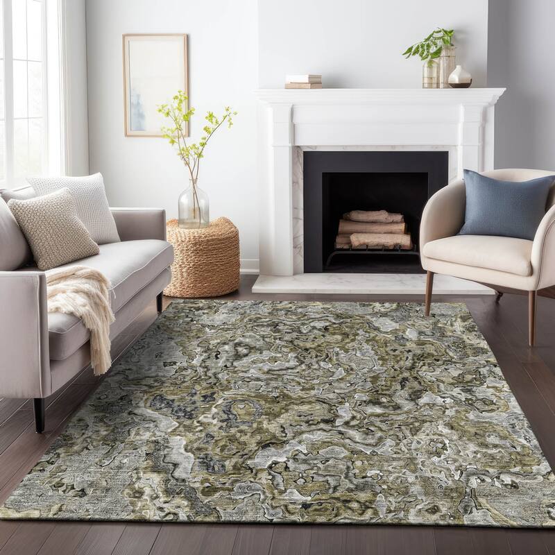 Machine Washable Indoor/ Outdoor Chantille Abstract Modern Rug