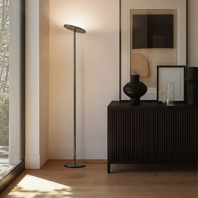 Brightech Sky 63 in. Industrial Dimmable LED Floor Lamp with Adjustable Head - Gun Metal Black