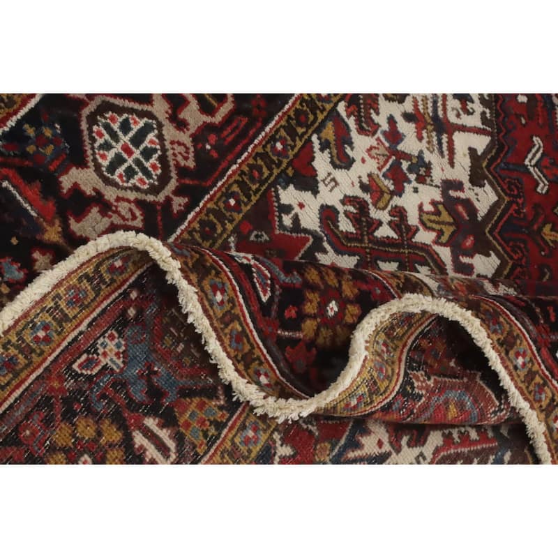 Hand Knotted Oriental 100% Wool Carpet Traditional Medallion Red Heriz Area Rug - 9' 6'' X 7' 0''