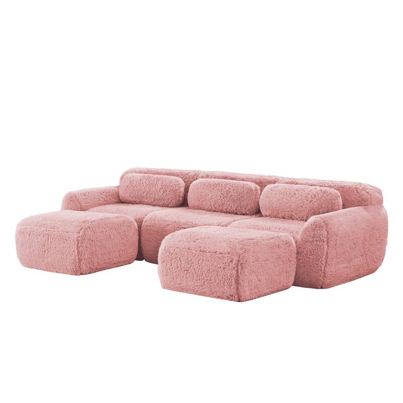 Anmytek Modular Sectional U-Shaped Sofa Deep Seat With Chaise Free Combination Vacuum Packed