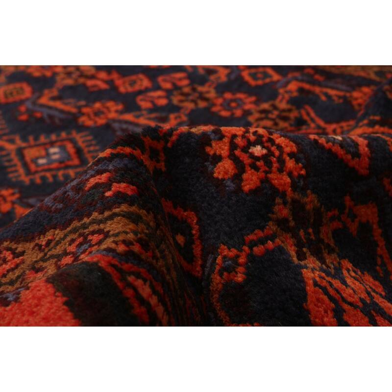 ECARPETGALLERY Hand-knotted Andelz Navy, Orange Wool Rug - 3'9 x 14'0