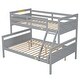 preview thumbnail 11 of 10, Gray Twin over Full Pine Bunk Bed with Safety Guardrail