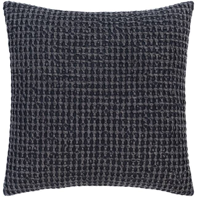 Whitley Faded Waffle Weave Cotton Throw Pillow - 20"x20" with Down Insert - Charcoal