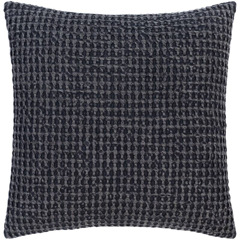 Artistic Weavers Whitley Faded Waffle Weave Cotton Throw Pillow - 22"x22" Cover Only - Charcoal