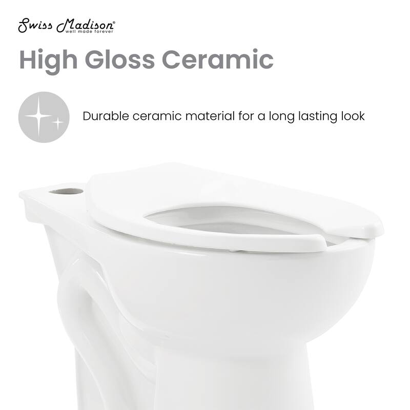 Chalon Floor-Mounted Comfort Height Commercial Elongated Top Flush Spud Flushometer Toilet Bowl - 27.95" x 15.35" 18.11"