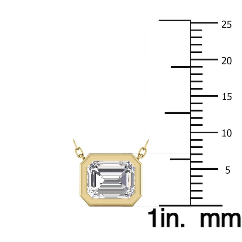 Marquee Lab Grown 1 Carat Emerald Cut Bezel Set Diamond Solitaire Pendant in 14K Yellow Gold